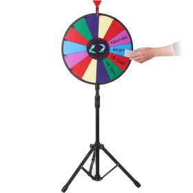 VEVOR 18 inch Spinning Prize Wheel, 14 Slots Spinning Wheel with Height Adjustable Stand, Roulette Wheel with a Dry Erase, and a Storage Bag