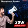 5 Core Megaphone Bullhorn Speaker 30W Bull Horn Battery Power Mini Cheer Megafono 800 Feet Range Loudspeaker W Siren Recording Ergonomic Handle for Co