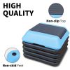 Height-Adjustable Step Aerobics Platform Fitness Equipment Stepper Trainer Exercise Step Platform with 4 Riser Blue