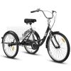 A24631 Adult Tricycles, 1 Speed Adult Trikes 24 inch 3 Wheel Bikes, Three-Wheeled Bicycles Cruise Trike with Shopping Basket for Seniors, Women, Men