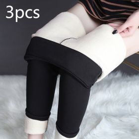 Winter Leggings Warm Thick High Stretch Lamb Cashmere Leggins Skinny Fitness Woman Pants (Option: Black 3pcs-XL)