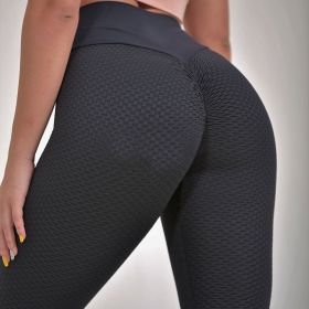 Plaid Leggings Fitness Yoga Pants Women's Seamless High Waist Breathable Gym Leggings (Option: Black-2XL)