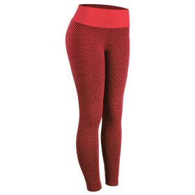 Plaid Leggings Fitness Yoga Pants Women's Seamless High Waist Breathable Gym Leggings (Option: Red-L)