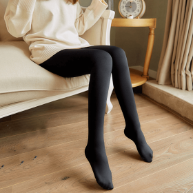 Leggings Winter Plus Velvet Thick Adjustable Pantyhose Super Elastic Large Size (Option: Black-200g)