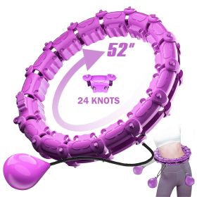 1pc Smart Weighted Hula Hoops, Fitness Weight Loss Gear, With Detachable Knots & Adjustable Weight (Color: Purple, size: 24 Konts)