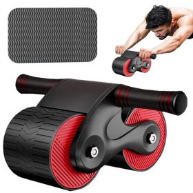 1pc Rebound Abdominal Roller Wheel For Abdominal Exercise Fitness With Knee Mat; Home Fitness Equipment For Abs Workout (Color: Red)