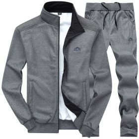 Men's 2 Pieces Full Zip Tracksuits Sport Suits Casual Outfits Jacket & Pants Fitness Tracksuit Set (Color: Dark Gray, size: XL)