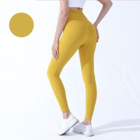 High Waist Naked feeling Leggings Push Up Sport Women Fitness Running Yoga Pants Energy Seamless Leggings Gym Girl leggings (Color: Style17Yellow, size: L)