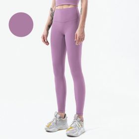 High Waist Naked feeling Leggings Push Up Sport Women Fitness Running Yoga Pants Energy Seamless Leggings Gym Girl leggings (Color: Style19Pink Purple, size: L)