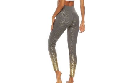 Women's Leggings Fitness Sports Gym Running Yoga Athletic Pants Gold (Color: GRAY, size: S)