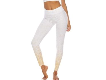 Women's Leggings Fitness Sports Gym Running Yoga Athletic Pants Gold (Color: White, size: L)