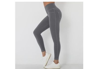 Women's High Waist Yoga Fitness Leggings Pants (Color: GRAY, size: XL)