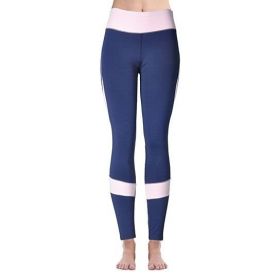 Women Sports Trouser Gym Workout Fitness Capris Yoga Pant Legging (Color: Navy  Blue, size: M)