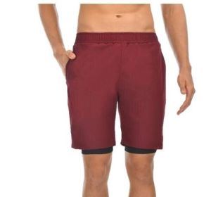 Men's Sports Shorts, Double-layer Fitness Pants (Color: Red, size: S)