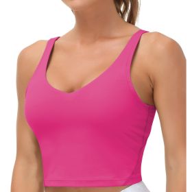 Womens' Sports Bra Longline Wirefree Padded with Medium Support (Color: Rose, size: L)