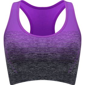 1pc/2pcs/3pcsMedium Support Two Tone Racer Back Sports Bra, Fitness Workout Running Yoga Bra (Color: Purple, size: S(4))