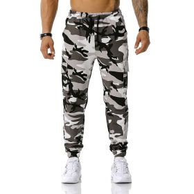 Man Pants Patchwork Camouflage Jogging Pants Outdoor Sports Fitness Sweatpants (Color: GRAY, size: 34)