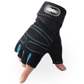 Gloves Weight Exercises Half Finger Lifting Gloves Body Building Training Sport Gym Fitness Gloves for Men Women (Color: Sky Blue, size: M)