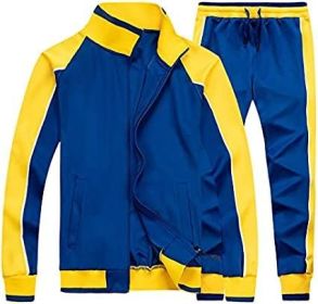 Women's 2 Pieces Tracksuits Casual Running Jogging Athletic Casual Outfits Full Zip Suit Gym Sports Sweatsuits (Color: Blue, size: S)