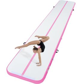 VEVOR Gymnastics Air Mat, 4 inch Thickness Inflatable Gymnastics Tumbling Mat, Tumble Track with Electric Pump (Color: Pink, size: 20 ft x 3.3 ft x 4 in(600 x 100 x 10 cm))