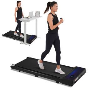 Walking Pad Under Desk Treadmill for Home Office -2.5HP Walking Treadmill 0.6-4MPH 300LBS Capacity Treadmill for Walking Running Remote Control Batter (Material: Metal, Color: Black)