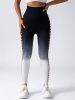 Women's High-Waisted Gradient Yoga Pants, Cutout Leggings, Booty Lifting, Athletic Long Tights For Fitness Workout, Breathable Sportswear