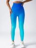 2 Pack Cut Out Ombre Gradient Color Hollow High-waist Butt-lifting Fitness Women's Yoga Pants