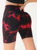 High Waist Tummy Control Yoga Shorts For Women, Tie-Dye Ruched Booty Lifting Workout Fitness Shorts, Hip Lifting Sports Activewear