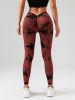 2 Pack Tie-Dye High Waist V-Back Yoga Leggings, Peach-Hip Enhancing Athleisure Tights, Sport Style Fitness Pants