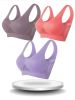 3 Pcs Breathable Solid Eyelet Mesh Hole Vest Sports Bras, Plus Size Non-steel Running Yoga Bras, Women's Lingerie & Underwear